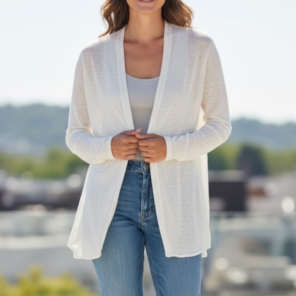 Just Jill Elegant White Cardigan in Large. Gorgeous!